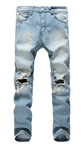 Ripped Skinny Destroyed Slim Fit Pants With Holes Light Blue Us 32