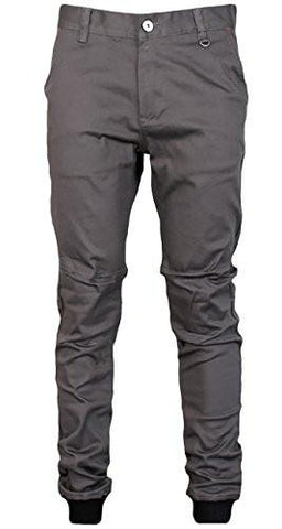 Tapered Ribbing Twill Jogger Pants 34 Charcoal