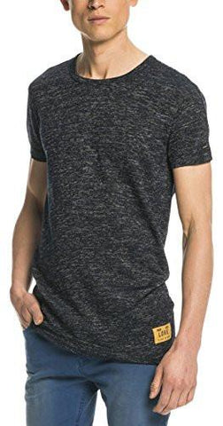 Scotch & Soda Long Fit Crew Neck Tee in Melange Jersey Quality Navy Melange TShirt