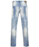 Premium Destroyed Slim Fit Moto Biker Pants 32 M. Blue