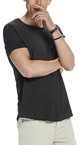 Scotch & Soda Tee in Lightweight Jersey Quality with Cut & Sewn Styling and Uneven Hem Black Melange TShirt