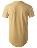 URBANCREWS Hipster Hip Hop Basic Longline Crewneck Tshirt KHAKI 2XL