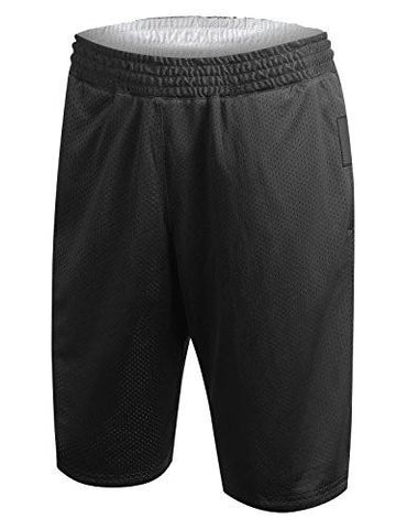 URBANCREWS Hipster Hip Hop Long Mesh Basketball Shorts BLACK XXLARGE
