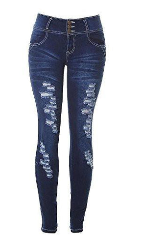 Stretcy Distressed Ripped Skinny Denim 006 Blue 13
