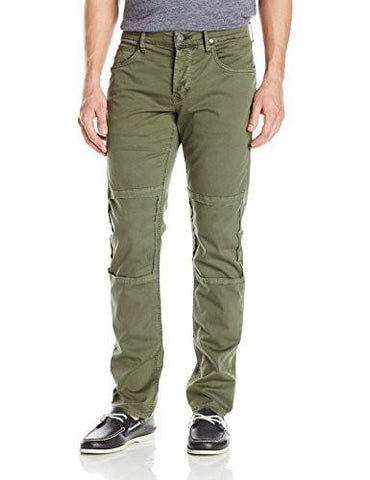 Damian Slim Straight Leg Twill Pant With Biker Knee Patch Face Off Green 33
