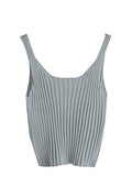 Ribbed Knit Crop Tank Top Spaghetti Strap Camisole Vest Tops Grey