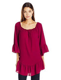 Long Ruffle Sleeve Top Wine L