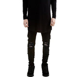 Haniocal Slim Fit Black Stretch Destroyed Ripped Skinny Denim W32*32L