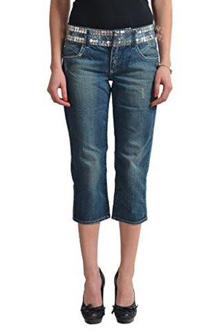 Denim Beads Decorated Capris Cropped Pants Us 32 It 46;