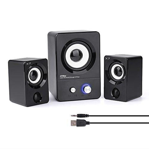Htrise USb Powered Computer Speakers System X7 Black For Gamingmusicmovies Active Multimedia Stereo Subwoofer For Laptopdesktoplenovohpthinkpadibmdellsonymacfeesamsunacermicrosoftpc