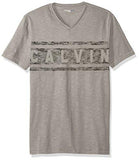 JEANS MEN SHORT SLEEVE STRIPE CALVIN VNECK TSHIRT CHROME XLARGE