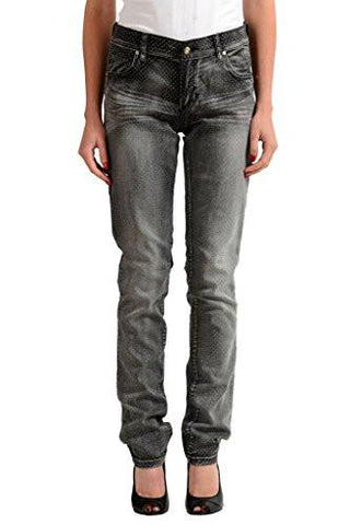 Grey Polka Dot Embellished Straight Leg Denim Us 8 It 44;
