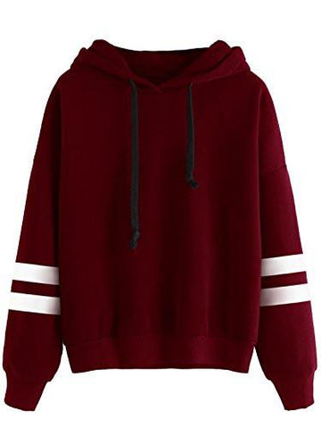 Sweatyrocks Sweatshirt Pullover Fce Drop Shoulder Striped Hoodie For Burgundy