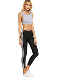 Leggings Yoga Jogger Pants Sport Tights Striped Side Leggings Black