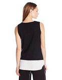 WOMEN SL SWEATER W WOVEN BOTTOM BLACK LARGE