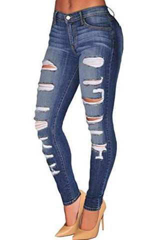 Sidefeel Denim Destroyed Whisker Wash Skinny XLarge Blue