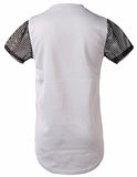 M2MO FASHION EMBOSSING SHORT SLEEVE TSHIRT BLOUSE WHITE US L