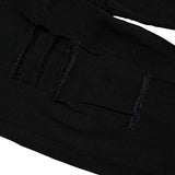 High Waist Knee Skinny Denim Distressed Ripped Boyfriend L Black
