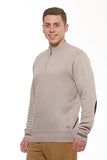 Ecko Unltd Marled Quarter Zip Long Sleeve Elbow Patch Sweater Taupe M