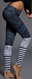 M2Mo Sport Stripe Stitching Leggings Pants Dark Gray Us L