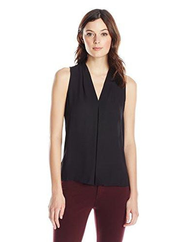SL V Blouse With Inverted Front Pleat Rich Black Small