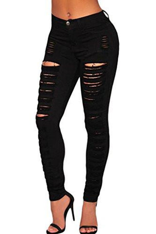 Sidefeel Denim Destroyed Highwaist Skinny Large Black