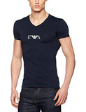 EMPORIO ARMANI STRETCH COTTON EAGLE LOGO VNECK TSHIRT MARINE MEDIUM