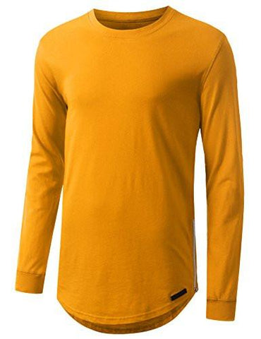 URBANCREWS Hipster Hip Hop Longline Long Sleeve Crewneck Tshirt TIMBER XL