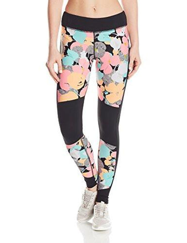 Pop Floral Camo Full Length Legging Pant With Black Inserts Multi Xl