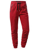 Hipster Hip Hop Basic Twill Jogger Pants Red XLarge