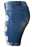 Dokotoo Casual Denim Destroyed Bermuda Shorts Large Blue