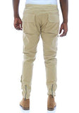 Slim Tapered Twill Cargo Jogger Pants With Zipperkhakis