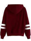 Sweatyrocks Sweatshirt Pullover Fce Drop Shoulder Striped Hoodie For Burgundy