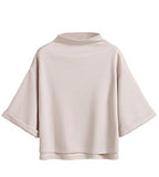 Sweatyrocks 34 Sleeve Mock Neck Dip Hem Classy Tshirt Tops Apricot