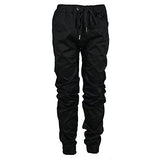 Youth Twill Elastic Band Waist And Cuff Drop Crotch Jogger Runs Small M Black