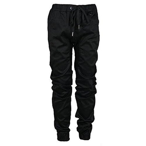 Youth Twill Elastic Band Waist And Cuff Drop Crotch Jogger Runs Small M Black