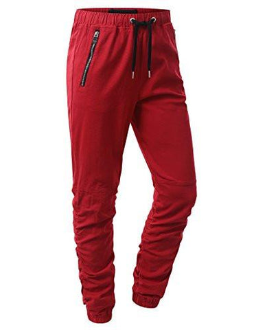 Hipster Hip Hop Basic Twill Jogger Pants Red XLarge
