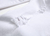 White Zipper Ripped Distressed Destroyed Skinny Fit With Holes White 32
