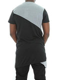 Imperious Colorblock AsyMMetric Hem Side Zipper Longline T Shirtblackl