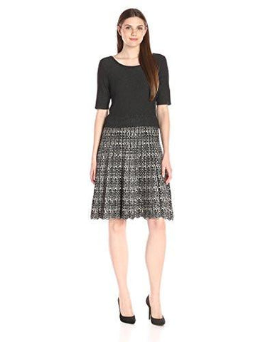 Sweater Dress CharcoalCream Large