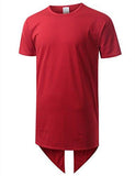 URBANCREWS Hipster Hip Hop Basic Fishtail Longline Tshirt RED XLARGE