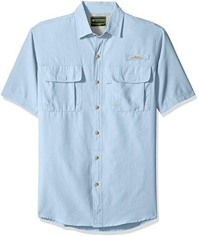 G.H. BASS & CO. EXPLORER POINT COLLAR SHORT SLEEVE FISHING SHIRT CHAMBRAY MEDIUM