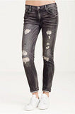 Audrey Mid Rise Slim Friend Distressed In Grey Misfit 33 Grey Misfit