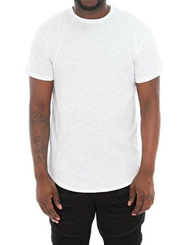 Short Sleeve Scallop Hem Longline T ShirtWhiteL