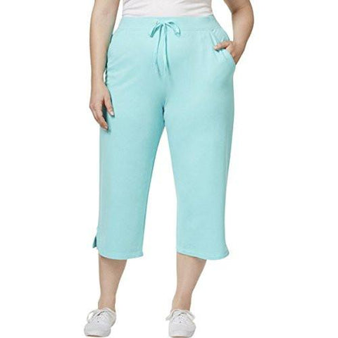 Plus Stretch Pockets Capri Pants Blue 3X