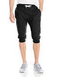 Jogger Capri Pants Basic Solid Colors In 34 Length And French Terry Fabric Black Large