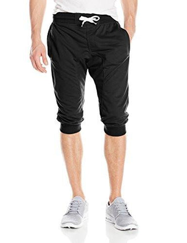 Jogger Capri Pants Basic Solid Colors In 34 Length And French Terry Fabric Black Large
