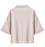 Sweatyrocks 34 Sleeve Mock Neck Dip Hem Classy Tshirt Tops Apricot