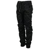 Youth Twill Elastic Band Waist And Cuff Drop Crotch Jogger Runs Small M Black