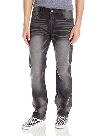 Basic Flex Slim Straight Stretch Fit Washed Denim Pants Long Black Sand 30X32